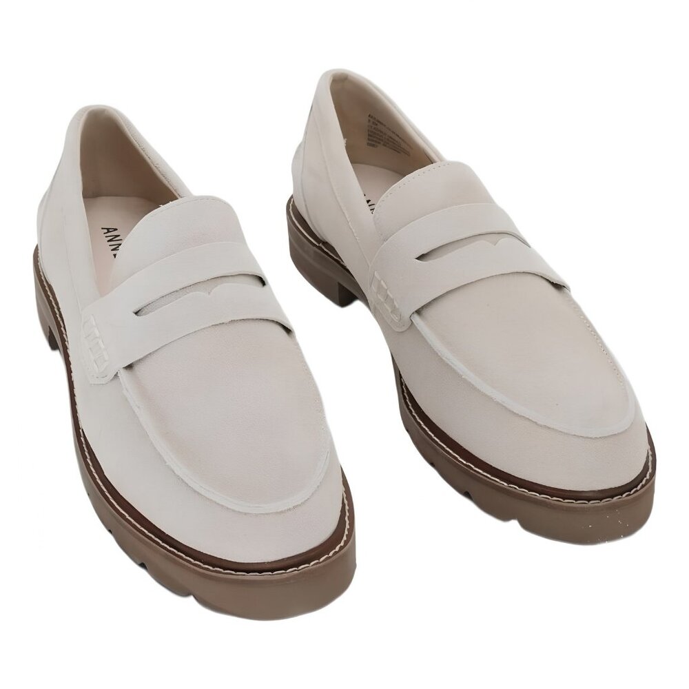 Anne Klein Cream Loafers with Brown Trim
